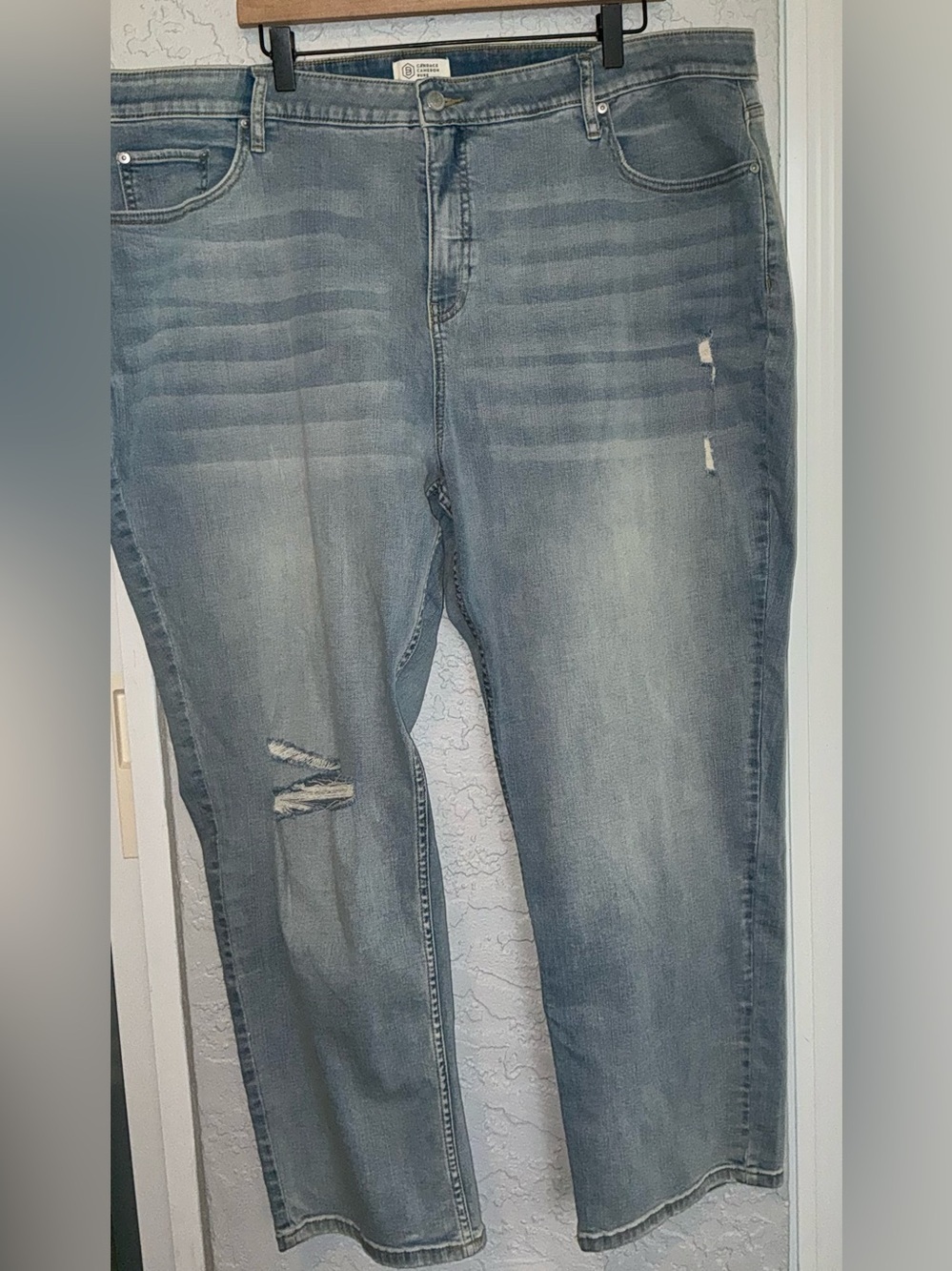 Candace Cameron Bure Light Blue Straight Distressed Jeans